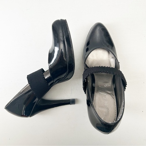Sam & Libby Mary Jane Platform Heels Black Patent Faux Leather Size 8 - Picture 9 of 15
